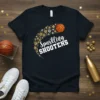 Sparkling SHOOTERS text with basketball and glitter design on a black t-shirt