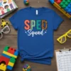 SPED Squad T-Shirt featuring bold, colorful text and leopard print design, perfect for special education teachers
