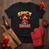 Spicy Hot Sauce Brain T-Shirt with fiery hot sauce bottle graphic