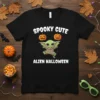 Spooky Cute Alien Halloween T-Shirt with a baby alien and pumpkins design, perfect for holiday apparel