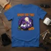 Spooky Dog Time! Halloween t-shirt with a French Bulldog wearing a witch hat, surrounded by ghosts and pumpkins