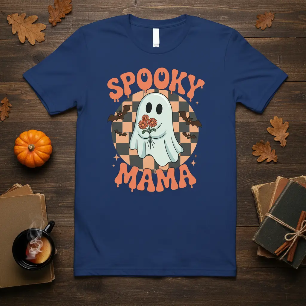 Spooky Mama Ghost Halloween T-Shirt Fun Mom Gift