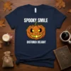 Spooky Smile Distured Delight Halloween t-shirt with a grinning jack-o'-lantern graphic