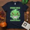 Spooky Smile Haunted Harvest t-shirt with a green flaming ghost face and text