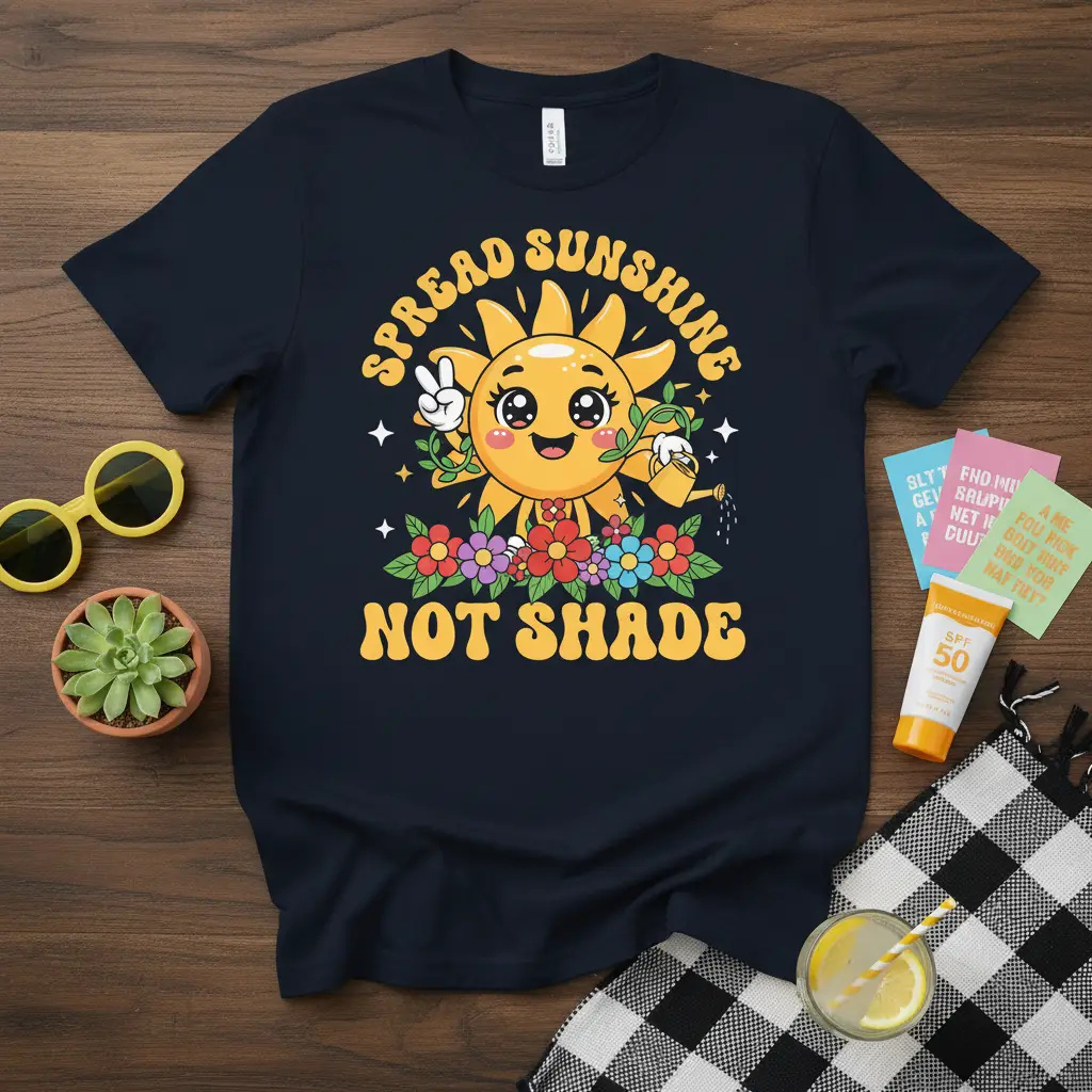 Spread Sunshine Not Shade Retro Sun T-Shirt Positive Vibes