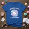 SPRINKLE PARTY! THE SWEETER THE HAPPENINGS bold graphic design printed on comfortable cotton t-shirt