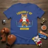 Squabble Up Undisputed Squabbler Round 1 t-shirt design with a boxing cat in a ring, wearing gloves and a championship