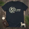 St. Agnes Pray For Us Christian T-Shirt with St. Agnes and a lamb graphic