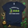 St. Patrick's Day Lucky Charm Chaser t-shirt design with a running leprechaun and clovers