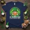 St. Patrick's Day Lucky Gnome Crew t-shirt design featuring a cheerful gnome holding shamrocks, with text "ST. PATRICK'S DAY LUCKY