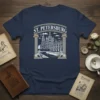 St. Petersburg cityscape t-shirt design with text "ST. PETERSBURG" above iconic architecture and lion statues