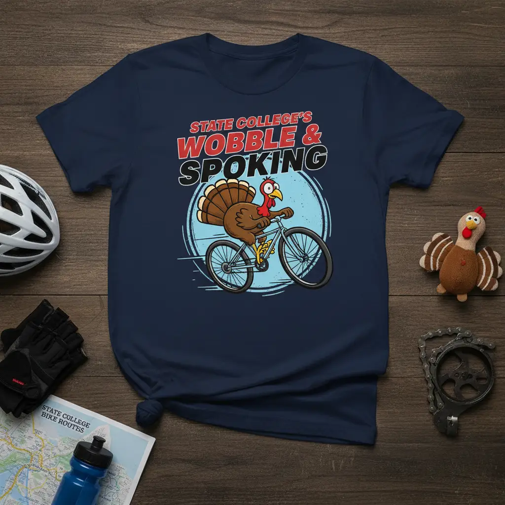 State College’s Wobble & Spoking Turkey Cycling T-Shirt