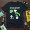 Stay Back 6 Ft Or Else Bad Human T-Shirt with cartoon character running from spray bottle