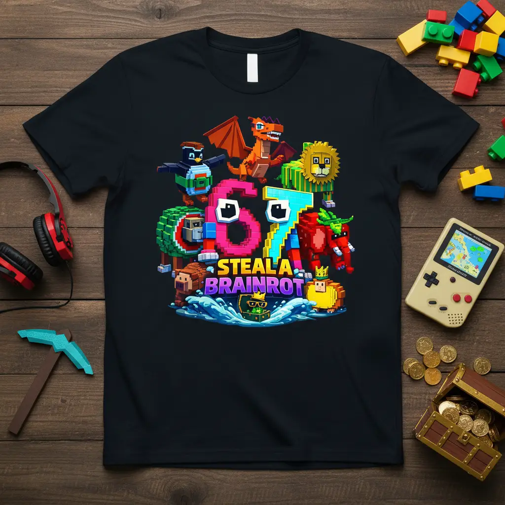 Steala Brainrot Gamer T-Shirt Retro Pixel Art Gift