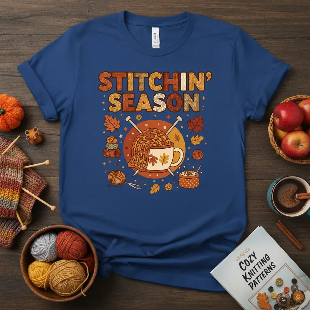 Stitchin’ Season Knitting T-Shirt Autumn Craft Gift