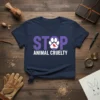 STOP ANIMAL CRUELTY detailed graphic design printed on comfortable cotton t-shirt