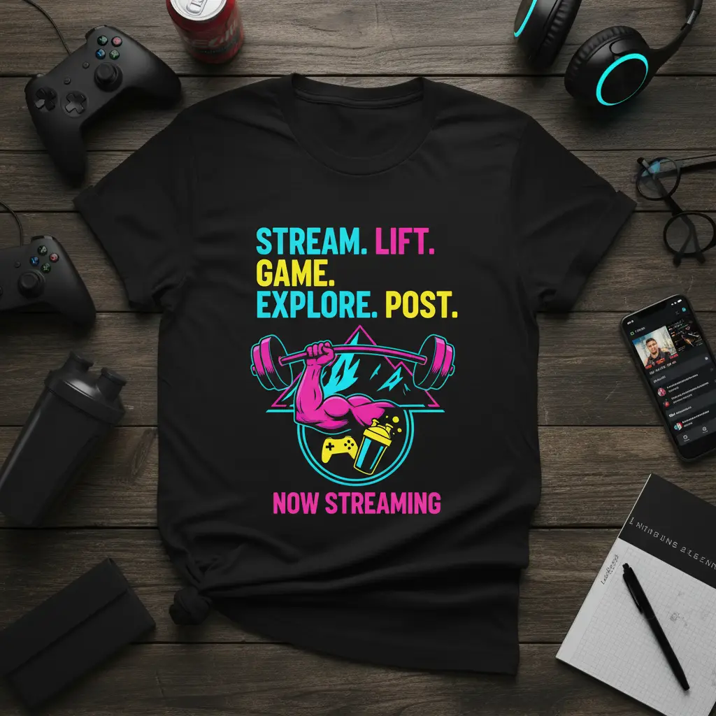 Stream Lift Game Explore Post T-Shirt Now Streaming Gamer Gift