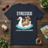 Stressed Is Desserts Spelled Backwards funny t-shirt with a bear and duck on an inflatable