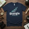 Sturgis Mississippi USA Coordinates detailed graphic design printed on comfortable cotton t-shirt