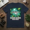Sugar Glider Night Magic T-Shirt featuring a cartoon sugar glider in flight against a moonlit jungle backdrop