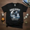 Sugar Gliders Nocturnal Marsupials Glide & Dream text with cute sugar glider graphics on a black t-shirt