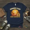 Summer Camp 23 Chaos Coordinator t-shirt design featuring a sunset, cross, palm trees, and year 23