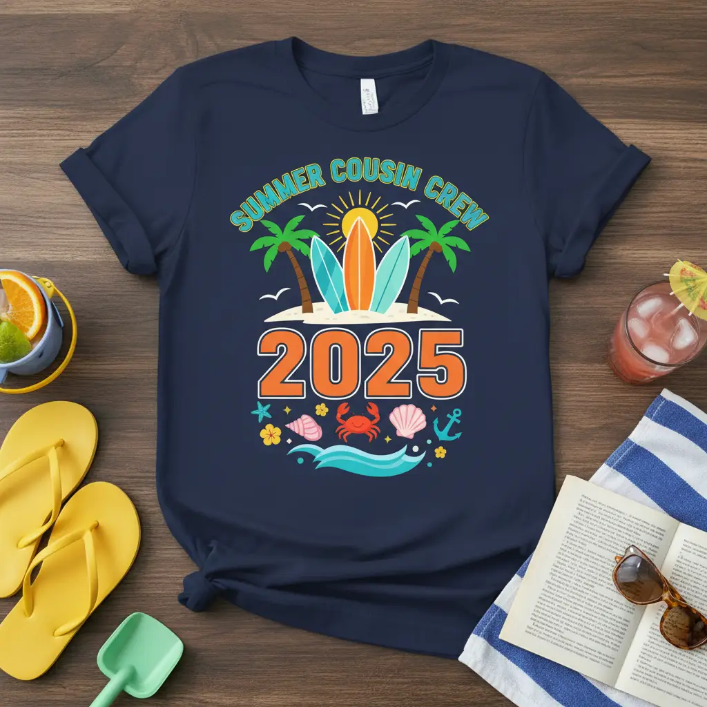 Summer Cousin Crew 2025 Beach Vacation T-Shirt
