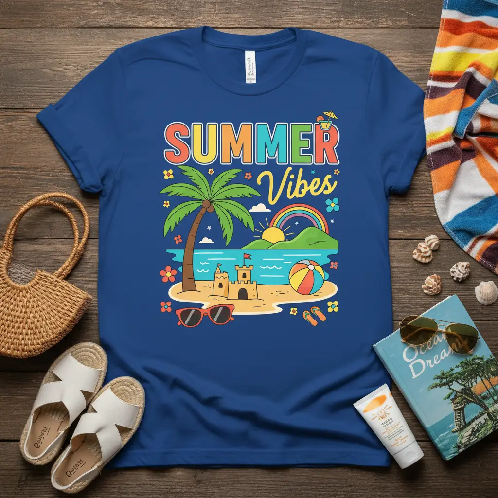 Summer Vibes Beach T-Shirt Fun Vacation Gift