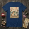 Sumo Cats Fighting Mount Fuji detailed graphic design printed on comfortable cotton t-shirt