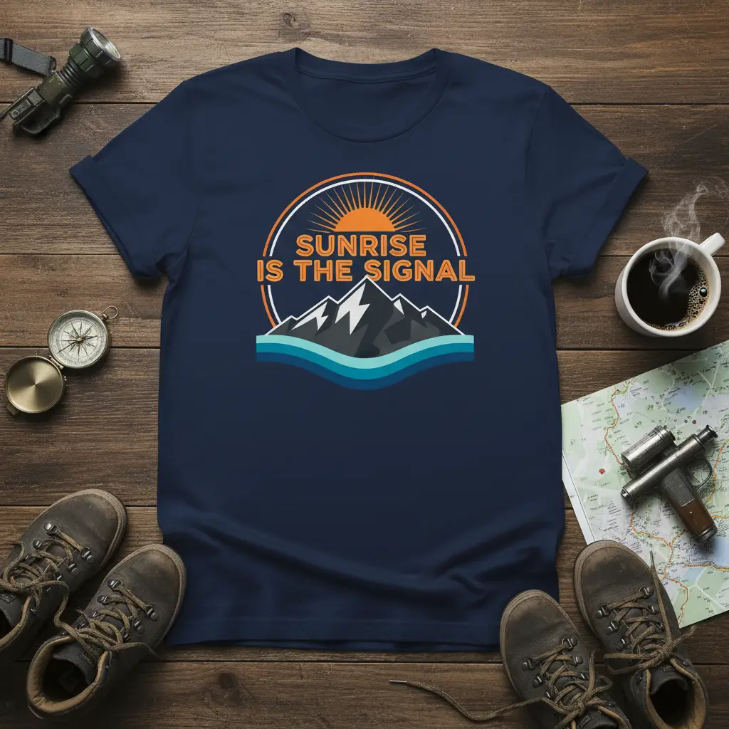 Sunrise Is the Signal Mountain T-Shirt for Adventurers
