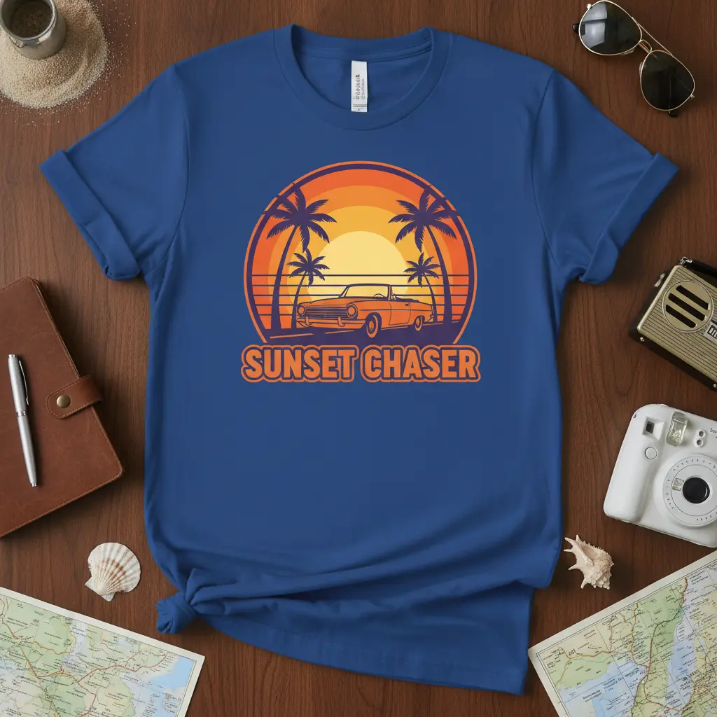 Sunset Chaser Vintage Car T-Shirt Retro Beach Vibes