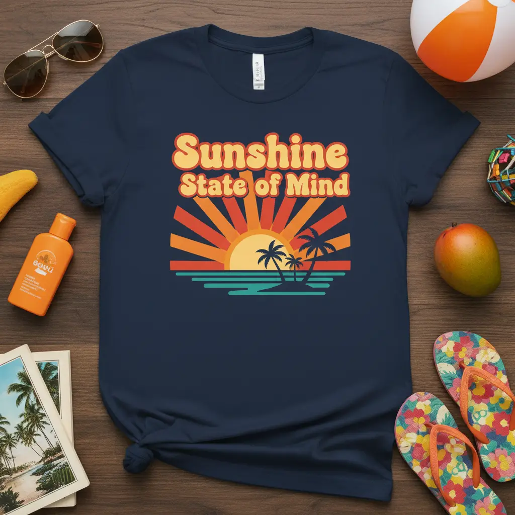 Sunshine State of Mind Retro Sunset T-Shirt Vacation Gift