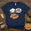Sup Dawg? T-Shirt with a cartoon bulldog wearing a chef hat and sunglasses holding a hot dog