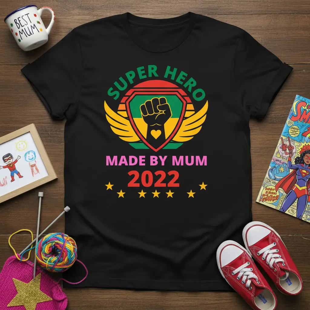 Super Hero Made by Mum 2022 T-Shirt Mother’s Day Gift