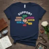 SUPPORT Peace Diversity Inclusion text design featuring creative typography on quality t-shirt