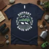 Support Wildlife Raise Boys t-shirt with mountain, bear, fox, and river graphic design