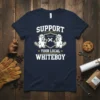 Support Your Local Whiteboy t-shirt with beavers holding tools and vintage shield graphic