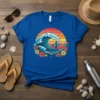 Surfer Riding Wave creative graphic design printed on comfortable cotton t-shirt