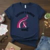 Survivor's Rainbow Aunt T-Shirt with pink ribbons and hearts, supporting breast cancer awareness