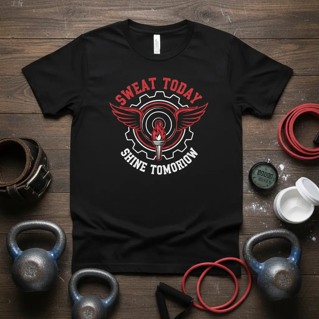 Sweat Today Shine Tomorrow Fitness Motivation T-Shirt