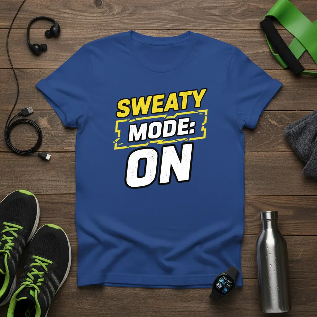 Sweaty Mode on T-Shirt Funny Gym Workout Gear