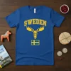 Sweden Moose Flag bold graphic design printed on comfortable cotton t-shirt