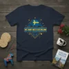 Swedish Viking Ship Flag bold graphic design printed on comfortable cotton t-shirt