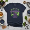 Sweet & Juicy Boysenberries Farm Fresh Picked Daily t-shirt with purple berries and green leaves graphic