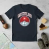 Switzerland 1291 vintage t-shirt design with alpine mountains and Swiss flag graphic