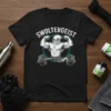 Swoltergeist T-Shirt design featuring a muscular ghost lifting a barbell, text SWOLTERGEIST above