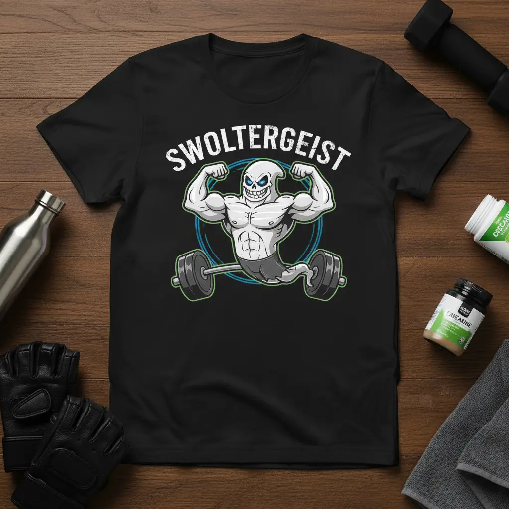 Swoltergeist Funny Ghost Fitness T-Shirt for Gym Lovers