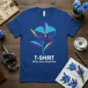 Geometric orchid design t-shirt with text T-SHIRT Black Navy Royal Blue