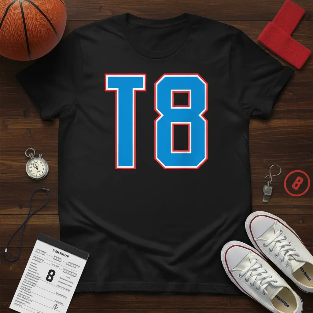 T8 Basketball Team Number T-Shirt Game Day Gear