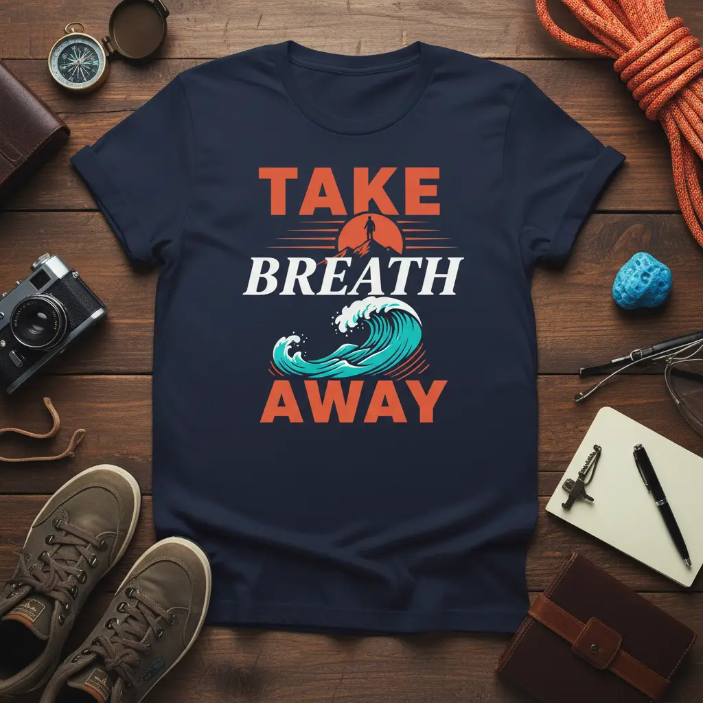 Take Breath Away Mountain Wave T-Shirt Outdoor Adventure Gift